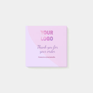 Violett rosa Ihr Logo mit uns Social Media verbind Post-it Klebezettel