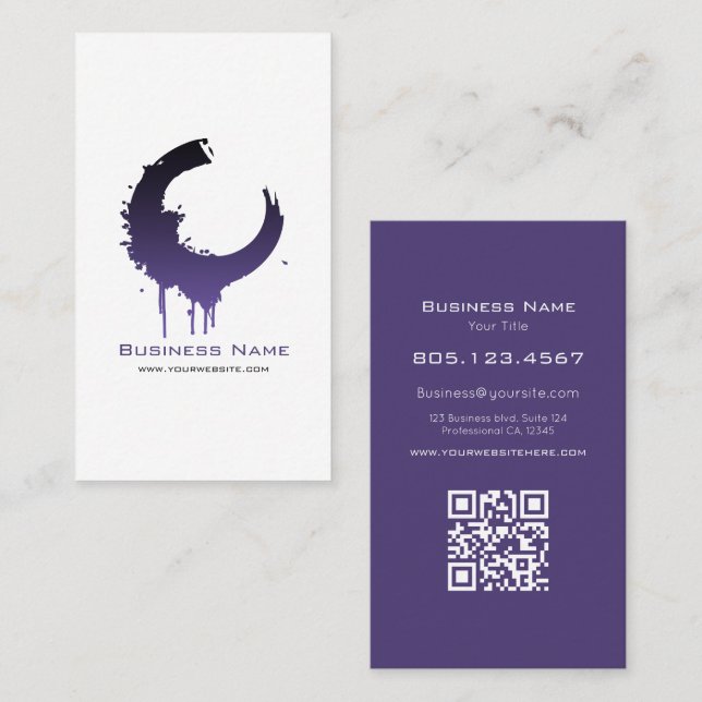 Violett-schwarzer Farbverlauf Customizable Visitenkarte (Vorne/Hinten)