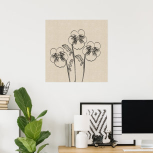 Violett-Stiefmütterchen Zeichnend Leinwand Blume P Poster