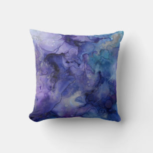 Violett und Blau Aquarell Kissen