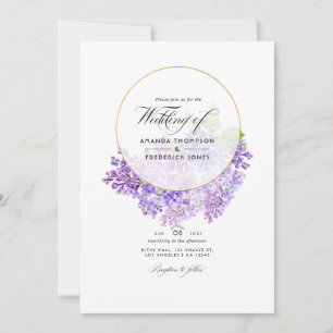 Violett- und Gold-geometrische Herbarium-QR-Code-H Einladung