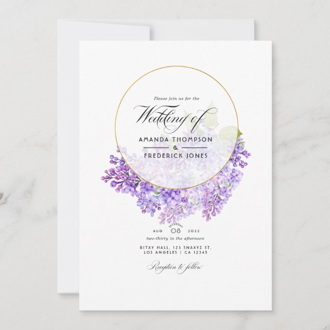 Violett- und Gold-geometrische Herbarium-QR-Code-H Einladung (Vorderseite)