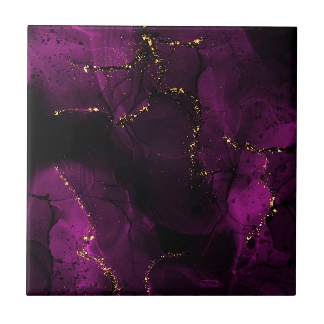 Violett und goldener Marmor Fliese (Vorderseite)