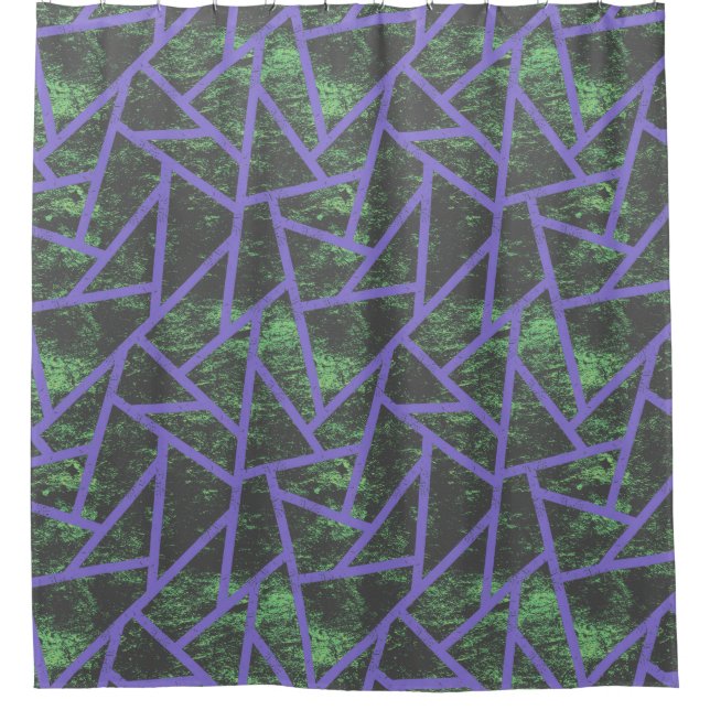 Violett und grünes Mosaik Duschvorhang (Vorderseite)