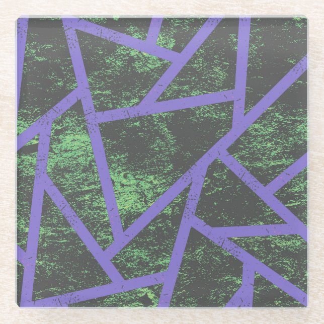 Violett und grünes Mosaik Glasuntersetzer (Vorderseite)