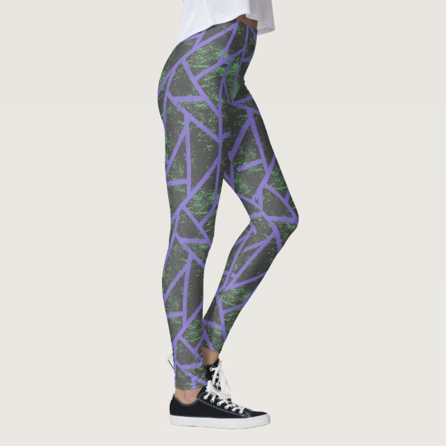 Violett und grünes Mosaik Leggings (Rechts)