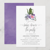 Violett und rosa Blumendusche Tee Party