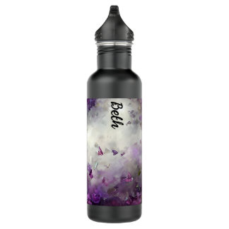 Violett und Schmetterlinge Wasser Flasche Edelstahlflasche