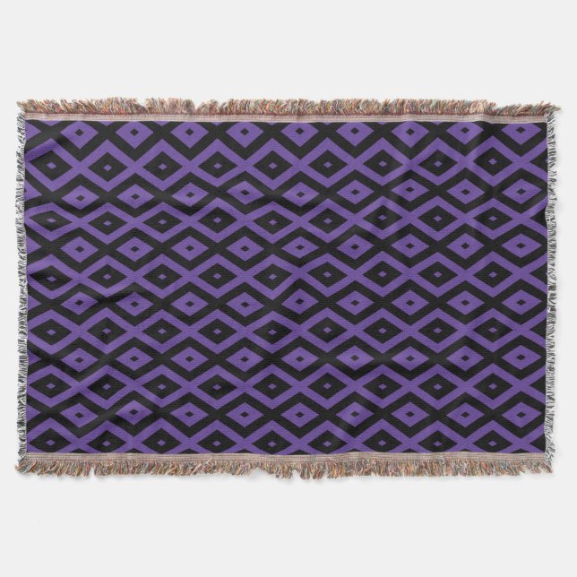 Violett und schwarzes Rautenmuster Decke (Vorderseite)