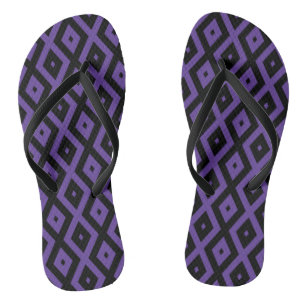 Violett und schwarzes Rautenmuster Flip Flops