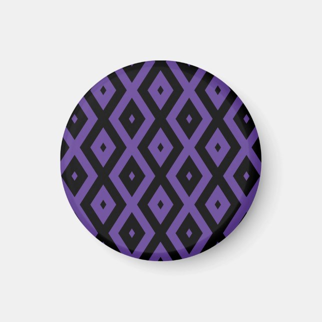Violett und schwarzes Rautenmuster Magnet (Vorne)