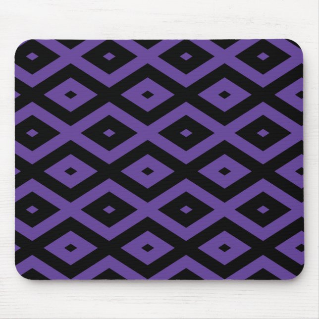 Violett und schwarzes Rautenmuster Mousepad (Vorne)
