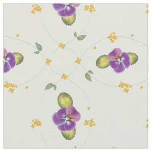 Violett und zartes gelbes Blumenmuster Stoff