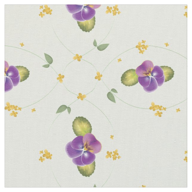 Violett und zartes gelbes Blumenmuster Stoff (Nahaufnahme)