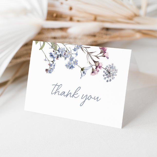 Violett Vintage Wildblume Kinderdusche Dankeskarte (Violet Vintage Wildflower Baby Shower Thank You Card)