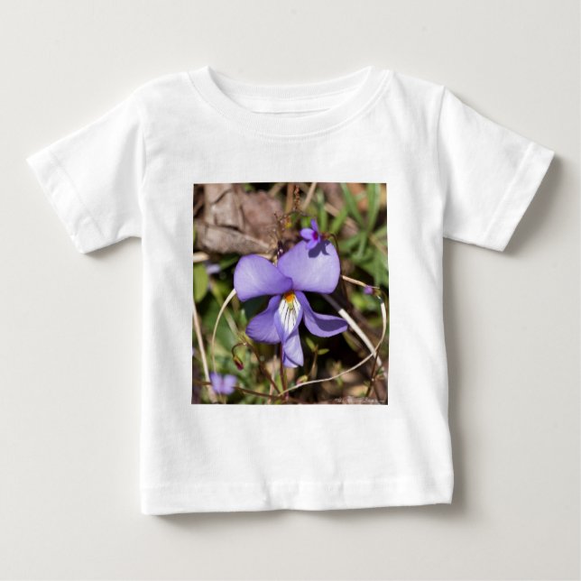 Violett von Vögeln mit Blüten Baby T-shirt (Vorderseite)