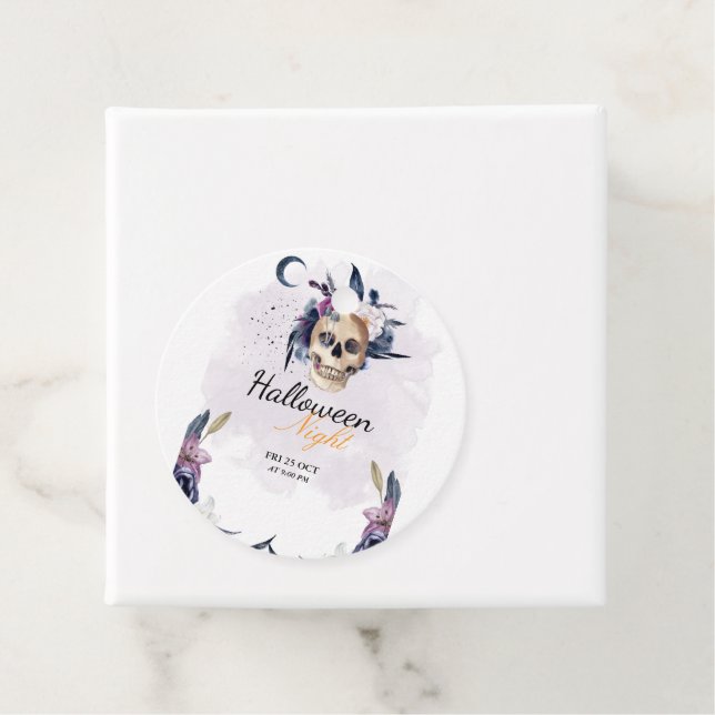 Violett Wasserfarbe Halloween-Party Gothic Skull Geschenkanhänger (Beispiel)