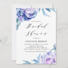 Violett Wasserfarbige Peonies Blumengeflecht Braut Einladung