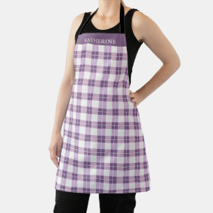 Violett-weiß kariertes Muster anpassbar Schürze