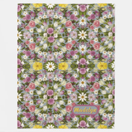 Violett Weiße und rosa Blume Fleecedecke