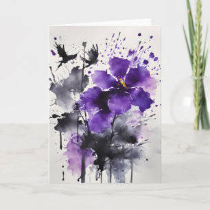 Violetta - Wasserfarben Blumen Karte