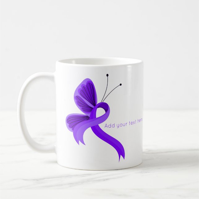 Violettbewusstsein Ribbon Butterfly Tasse (Links)