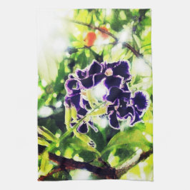 Violettblaue Blume sieht wie Ölmalerei aus Geschirrtuch