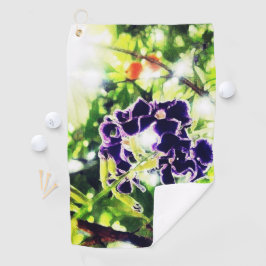 Violettblaue Blume sieht wie Ölmalerei aus Golfhandtuch