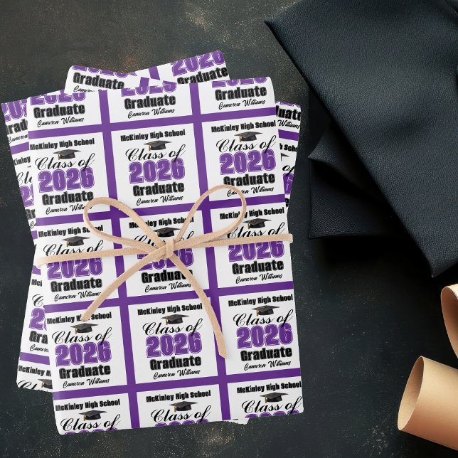 Violette Abschlussklasse 2026 Individuelle Abschlu Geschenkpapier Set (Von Creator hochgeladen)