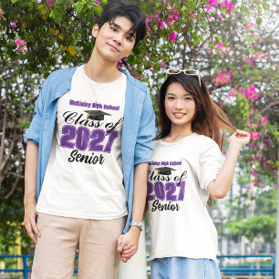 Violette Abschlussklasse 2027 Senior Custom High S T-Shirt