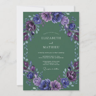 Violette Amethyst-Petal-Hochzeit Einladung