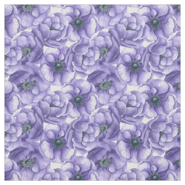Violette Anemone Blume Aquarellmuster Stoff (Muster)