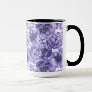 Violette Anemone Blume Aquarellmuster Tasse