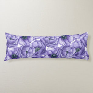 Violette Anemonenblumen Wasserfarben Muster Seitenschläferkissen