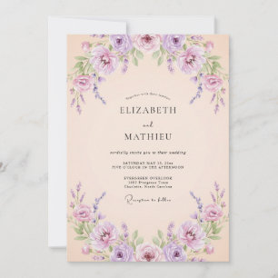 Violette Aprikosenblüten-Hochzeit Einladung