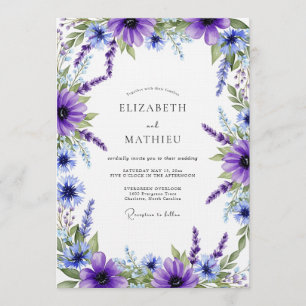 Violette Ätherische Hochzeitsblumen Einladung