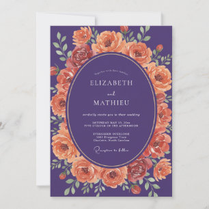 Violette auffallende herbstliche Hochzeit Einladung