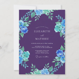 Violette Azure-bemalte Hochzeit Einladung