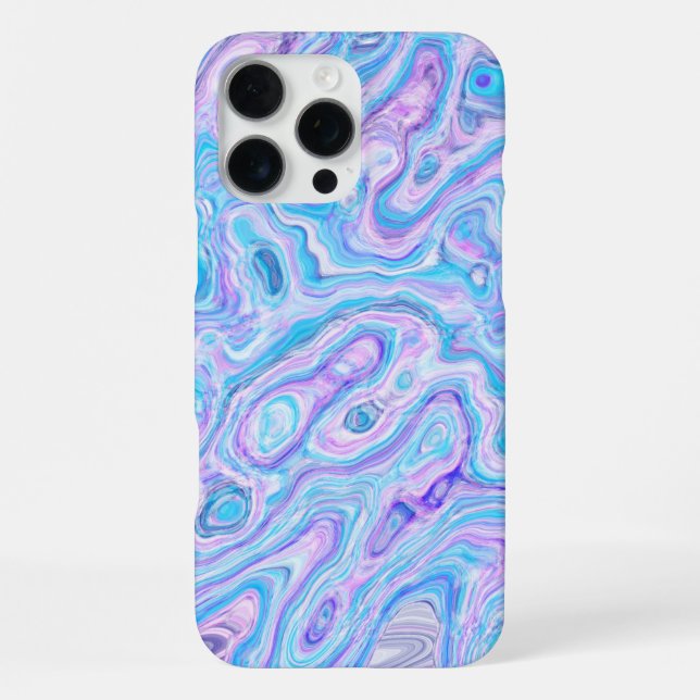 Violette Blaue Marmortextur Abstrakte Flüssige Far iPhone Hülle (Rückseite)