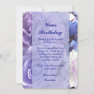 Violette Blaue Rose Geburtstagskarte Einladung
