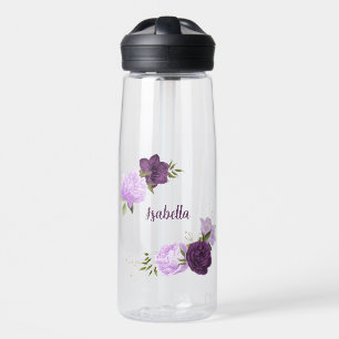 violette blühende grüne Blätter Trinkflasche