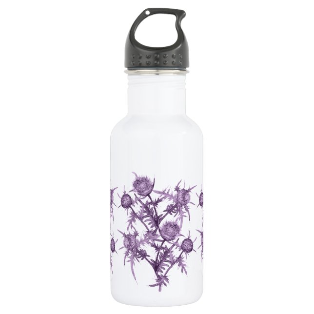 violette Blume Edelstahlflasche (Vorderseite)
