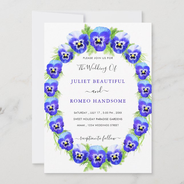 Violette Blume Gerahmt Ihre Einladung zur Hochzeit (Vorderseite)