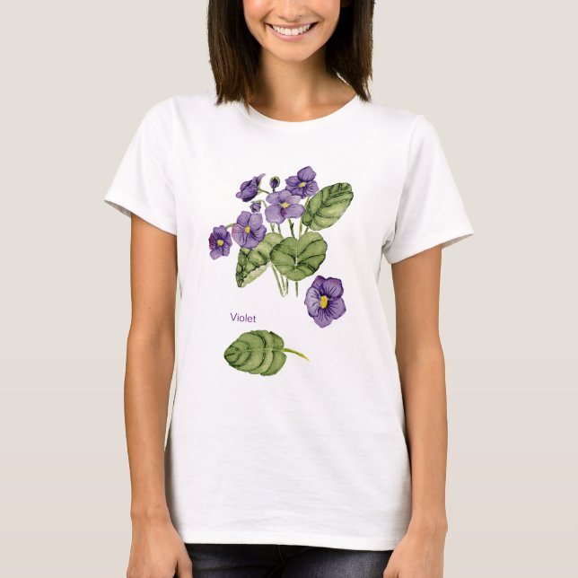 violette Blume lila Aquarell T - Shirt (Vorderseite)