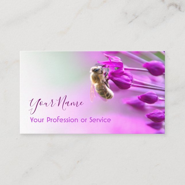 Violette Blume mit Bienen verschwindet zu weiß! Visitenkarte (Vorderseite)