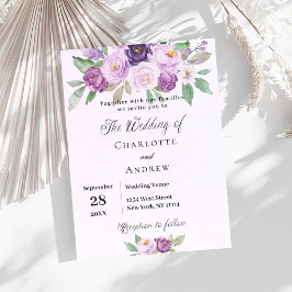 Violette Blume Rose Grüne Hochzeit Einladung