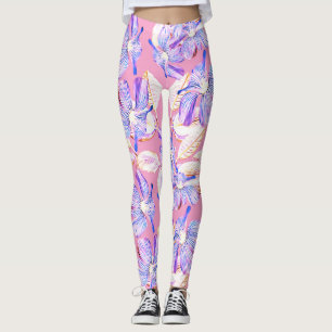 Violette Blumen: Aquarellfarbene Blumendekoration. Leggings