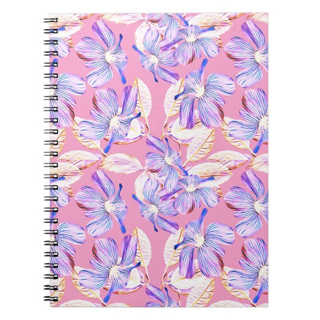 Violette Blumen: Aquarellfarbene Blumendekoration. Notizblock (Vorderseite)