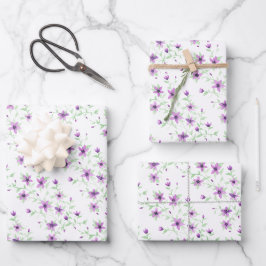 Violette Blumen auf dem Weinberg Geschenkpapier Set