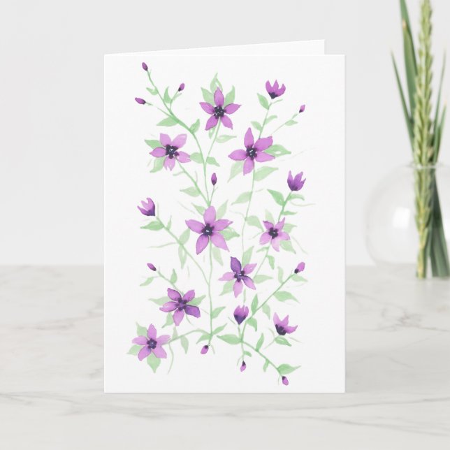 Violette Blumen auf dem Weinberg Karte (Vorderseite)